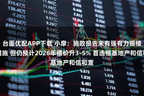 台面优配APP下载 小摩：施政报告未有强有力振楼市措施 但仍预计2026年楼价升3-5% 首选恒基地产和信和置